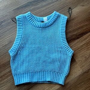 Blue cropped sweater vest
